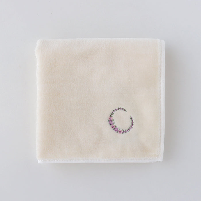 Online & Ningyocho Store Limited Initial Towel Handkerchief (Ivory) [Sea Island Cotton