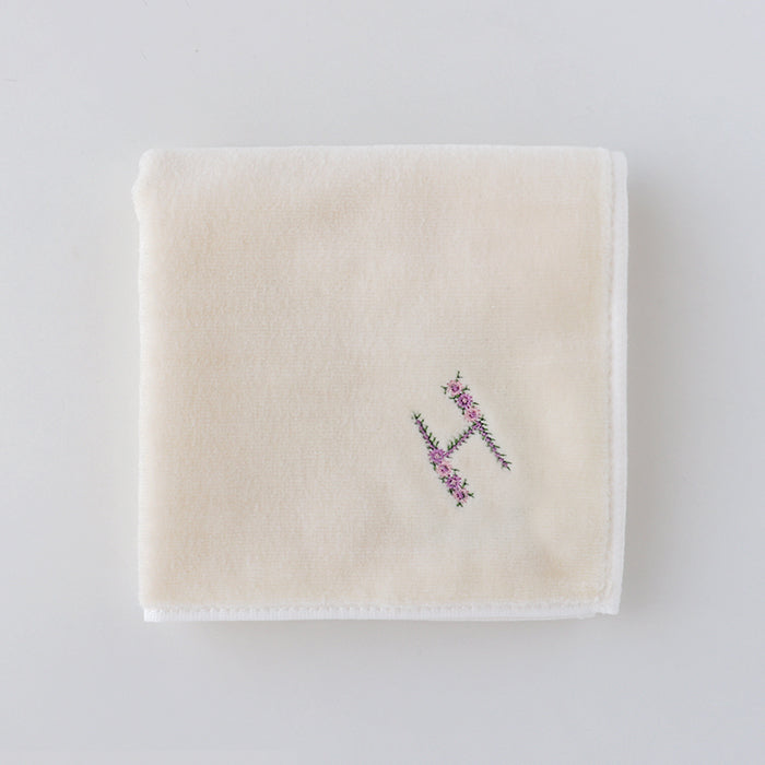 Online & Ningyocho Store Limited Initial Towel Handkerchief (Ivory) [Sea Island Cotton