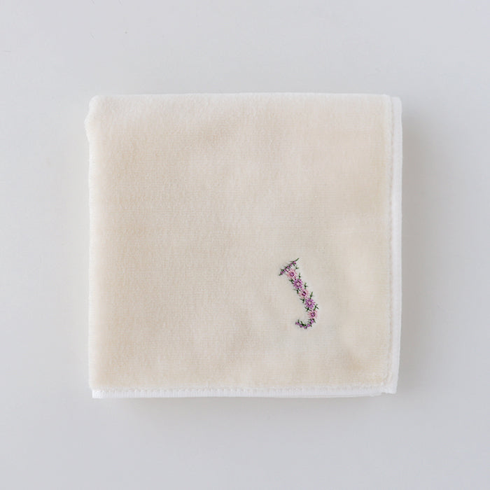 Online & Ningyocho Store Limited Initial Towel Handkerchief (Ivory) [Sea Island Cotton
