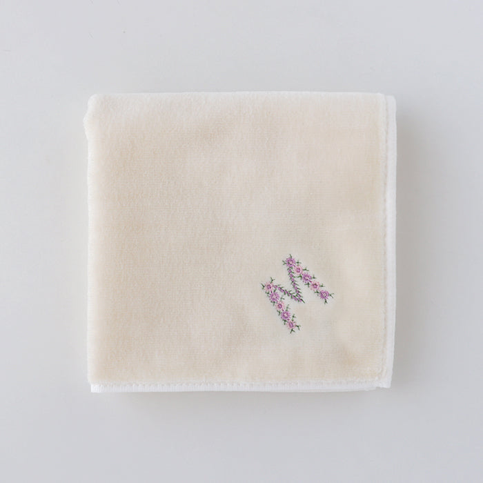 Online & Ningyocho Store Limited Initial Towel Handkerchief (Ivory) [Sea Island Cotton