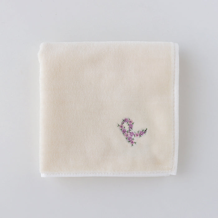 Online & Ningyocho Store Limited Initial Towel Handkerchief (Ivory) [Sea Island Cotton