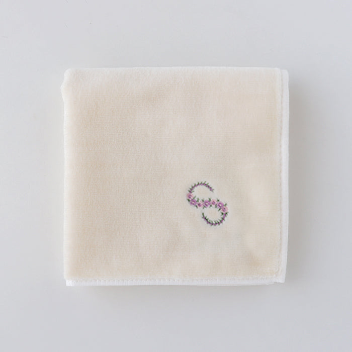 Online & Ningyocho Store Limited Initial Towel Handkerchief (Ivory) [Sea Island Cotton