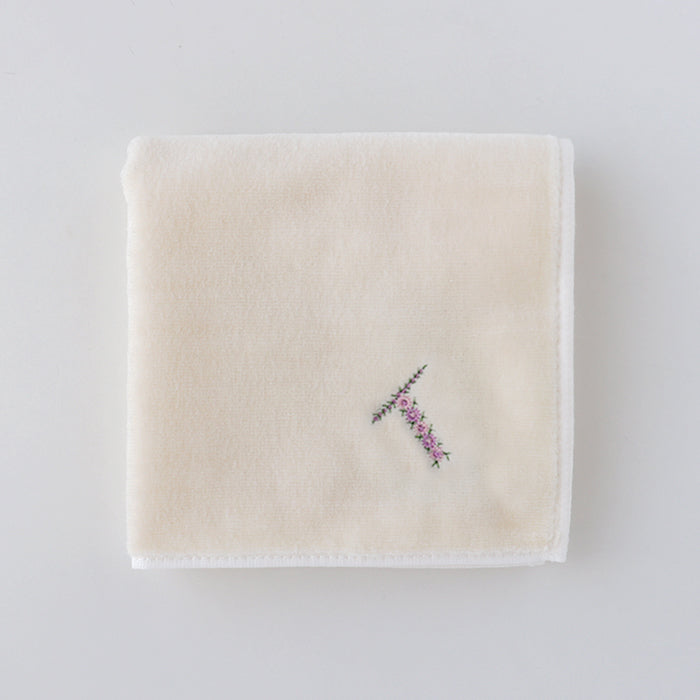 Online & Ningyocho Store Limited Initial Towel Handkerchief (Ivory) [Sea Island Cotton