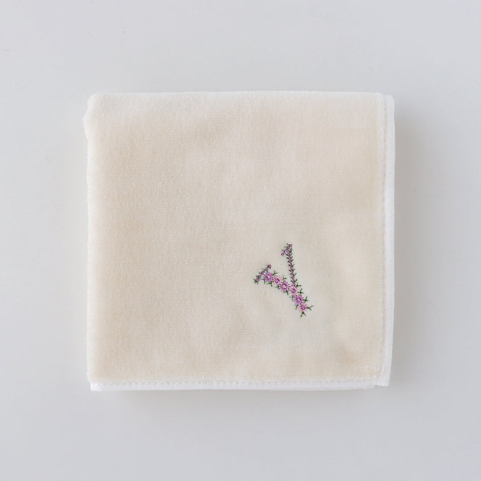 Online & Ningyocho Store Limited Initial Towel Handkerchief (Ivory) [Sea Island Cotton
