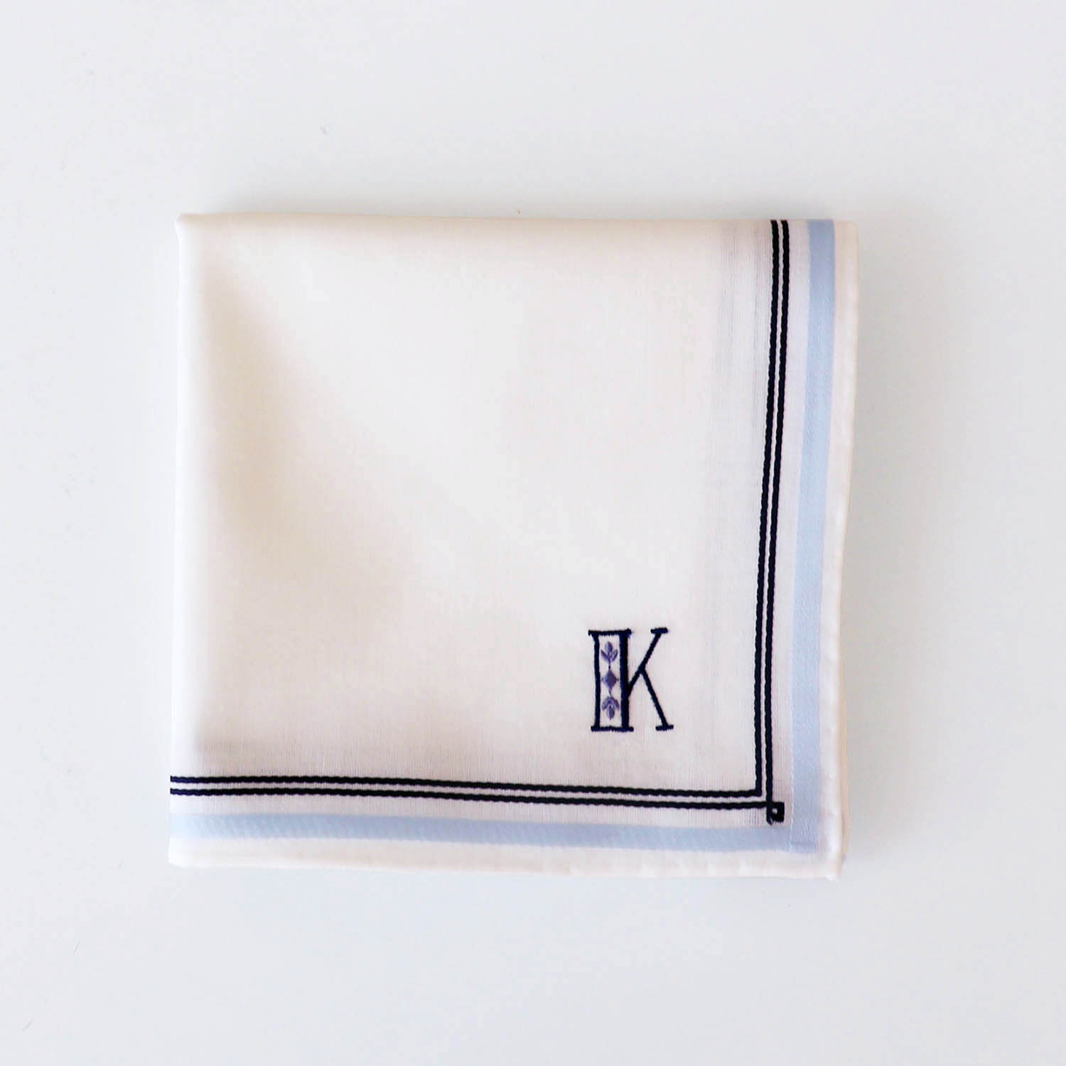 イニシャル刺繍が選べる! 先染め【4252】(ブルー)