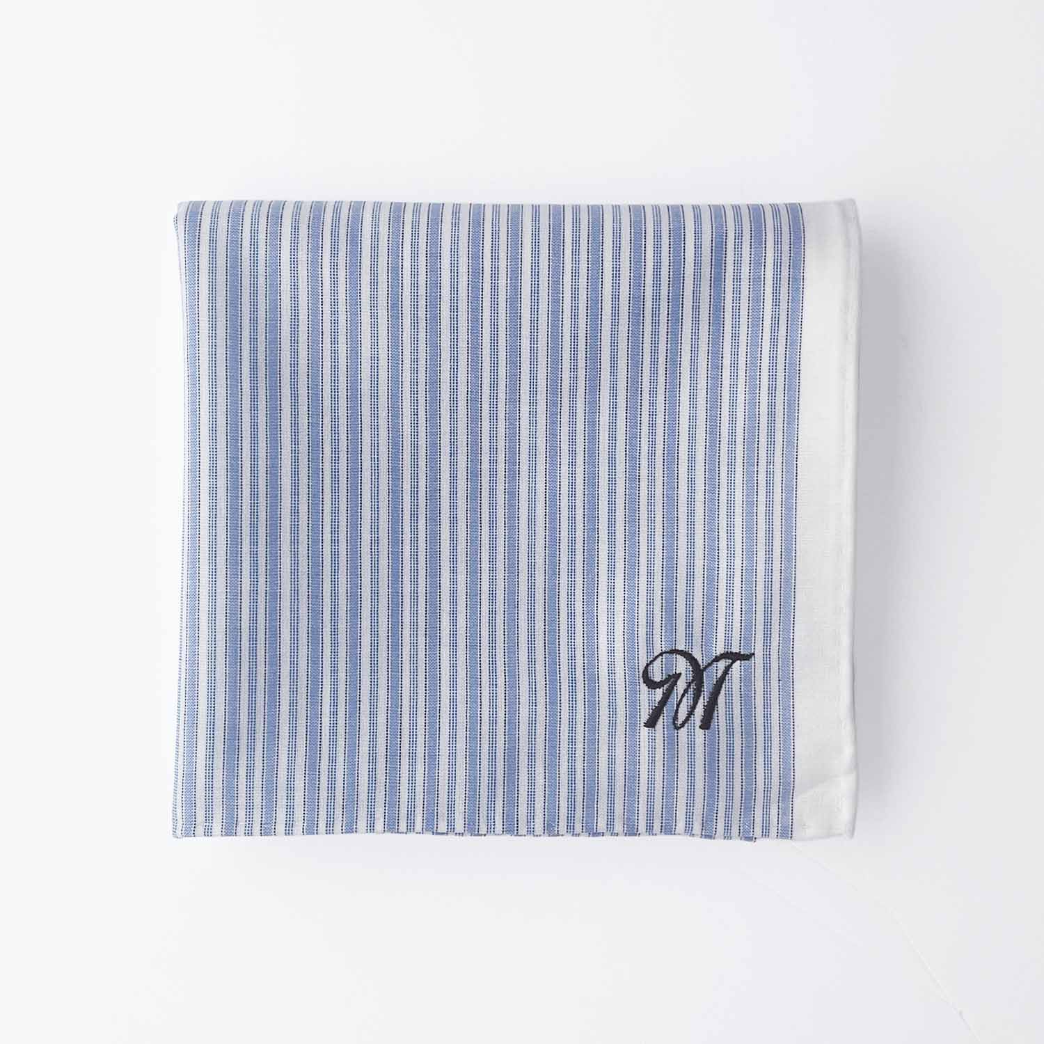 イニシャル刺繍が選べる! blue shirts ストライプc