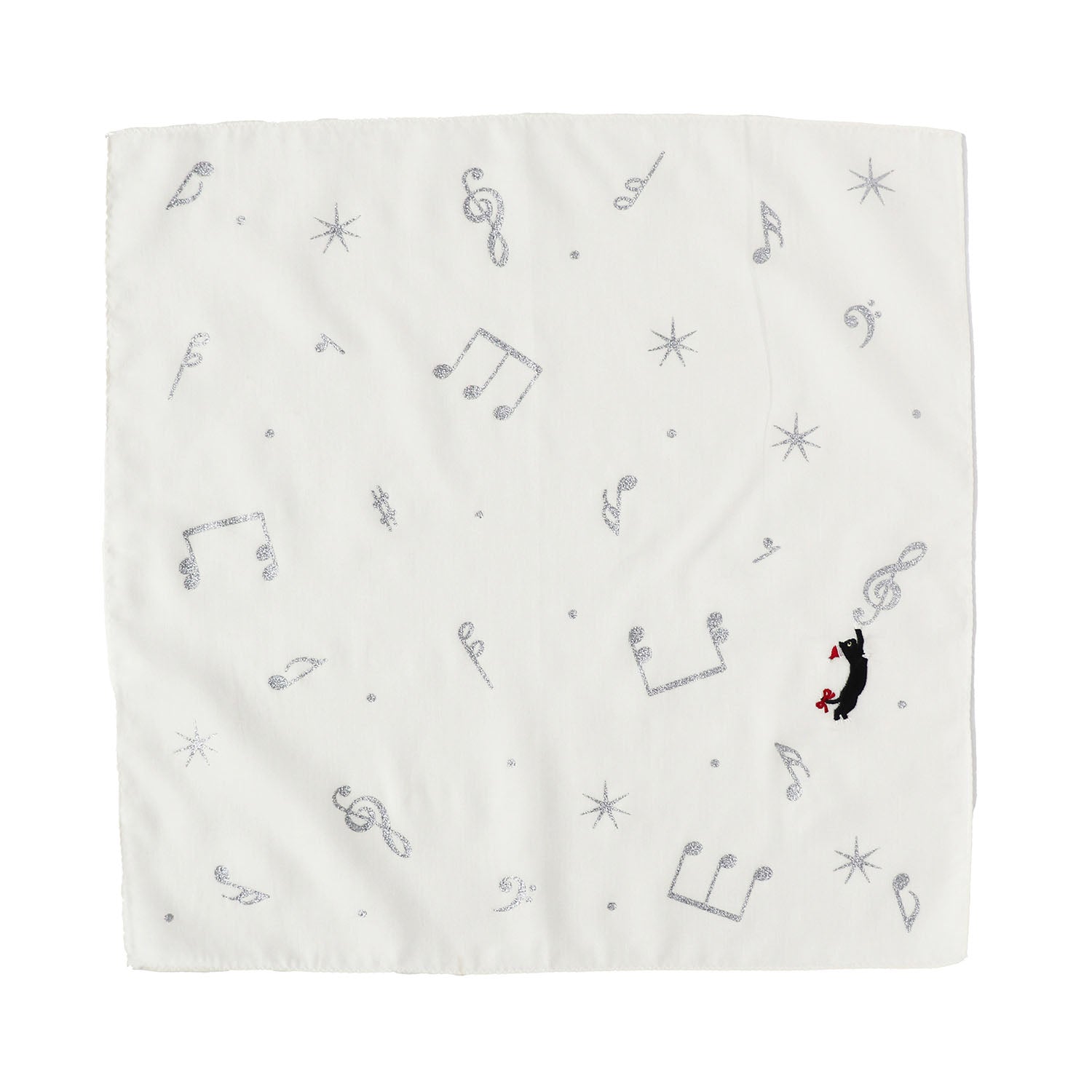 ハンカチ 黒猫-音楽【ホリデーシーズン】