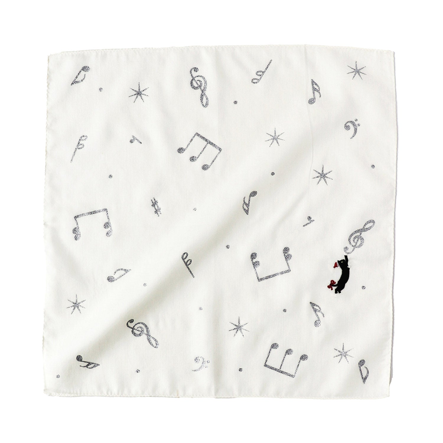 ハンカチ 黒猫-音楽【ホリデーシーズン】