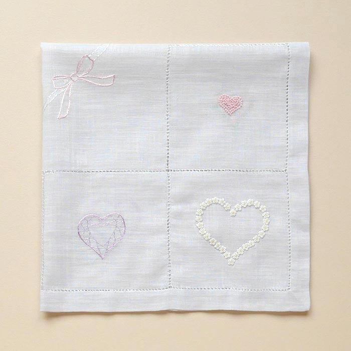 ベトナム手刺繍 many heart【ブライダル ハンカチ】