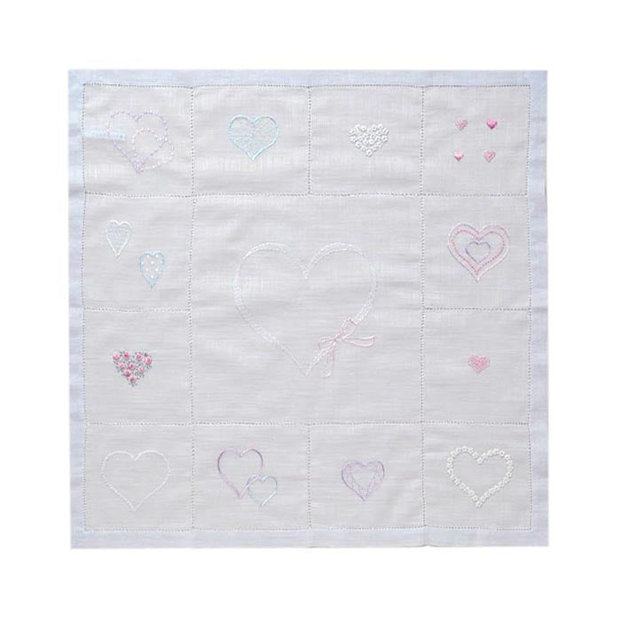 ベトナム手刺繍 many heart【ブライダル ハンカチ】