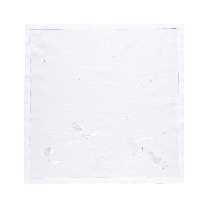 KAWARASHOEN Handkerchief -Vietnam Hand Embroidery Carp- [Japanese Pattern Series