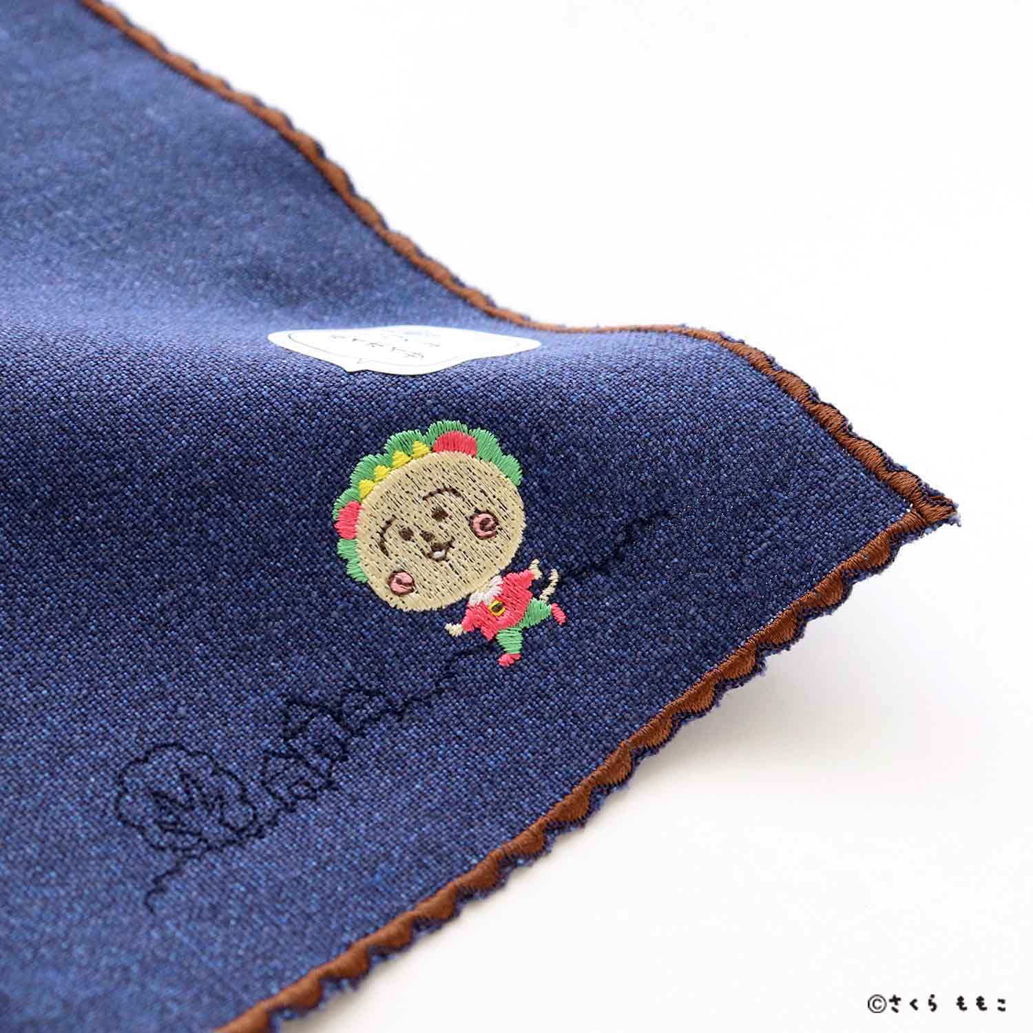 コジコジ ワンポイント刺繍 ハンカチ ”♪道はづづくよホイホイサ”【COJI-COJI】