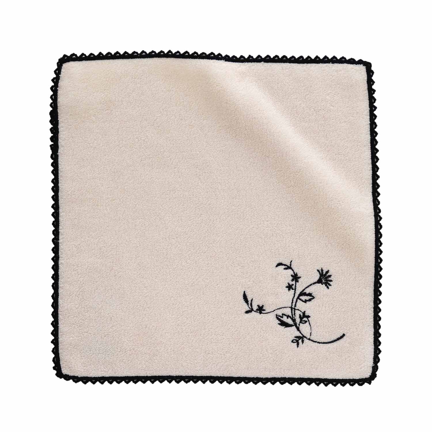 Organic Towel Handkerchief with Flower Embroidery