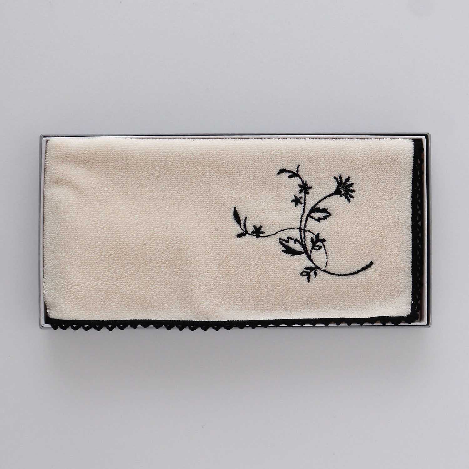 Organic Towel Handkerchief with Flower Embroidery