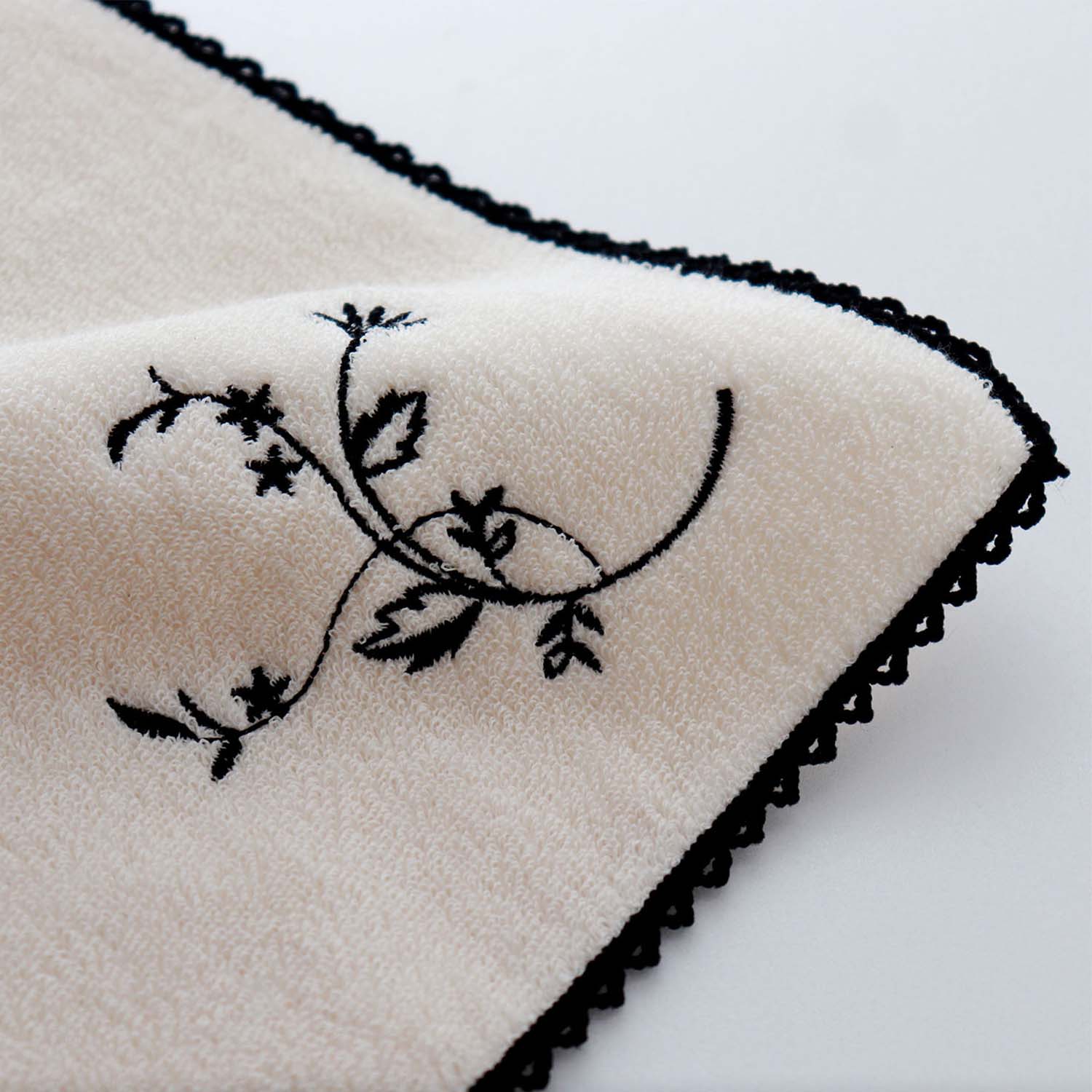 Organic Towel Handkerchief with Flower Embroidery