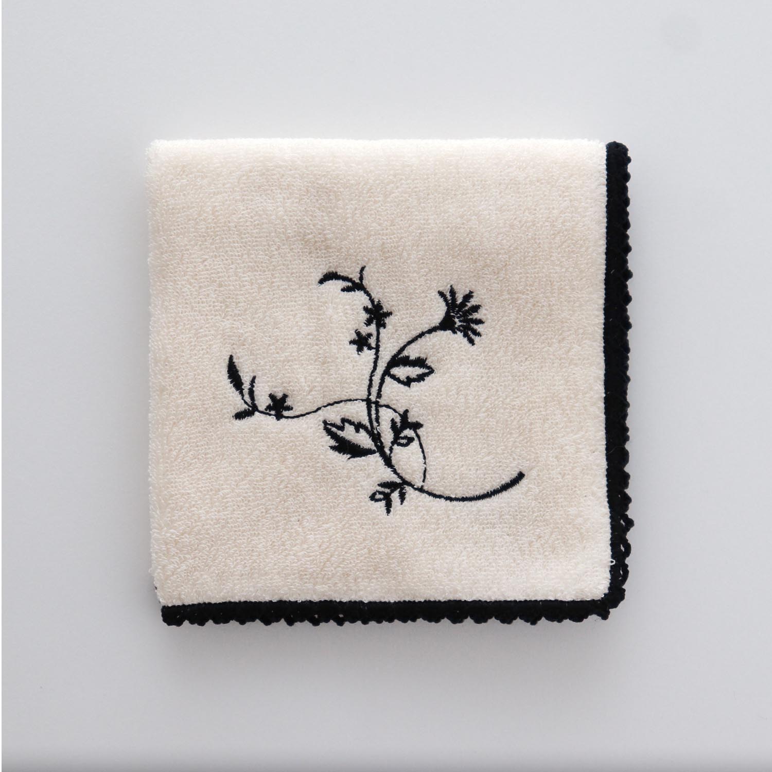 Organic Towel Handkerchief with Flower Embroidery