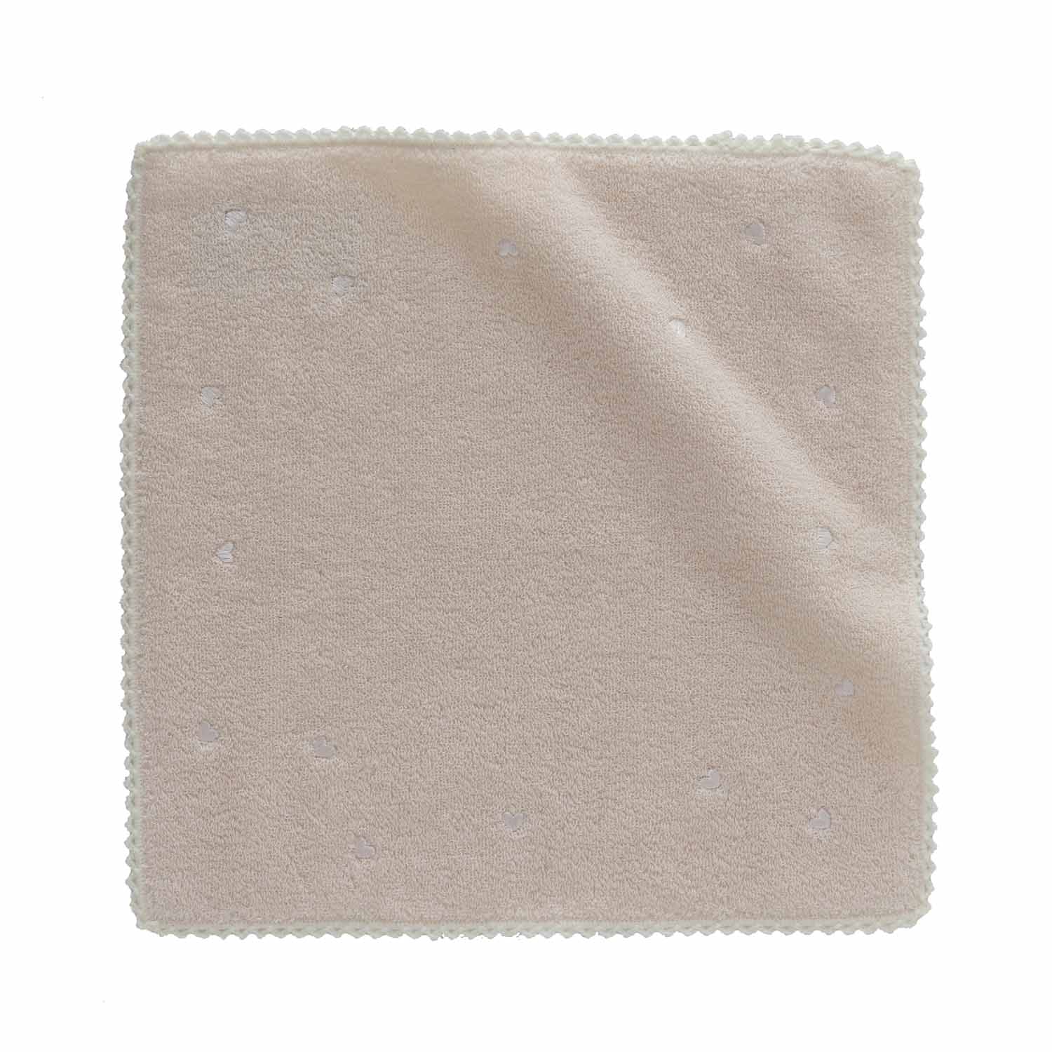 Organic Towel Handkerchief Heart Emb.