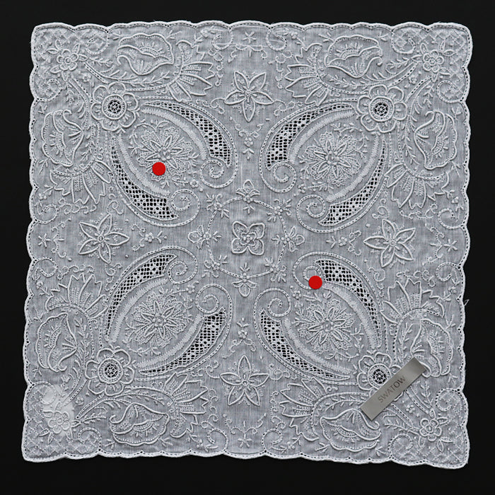 Hand Embroidered Shantou Handkerchief - 34-4203