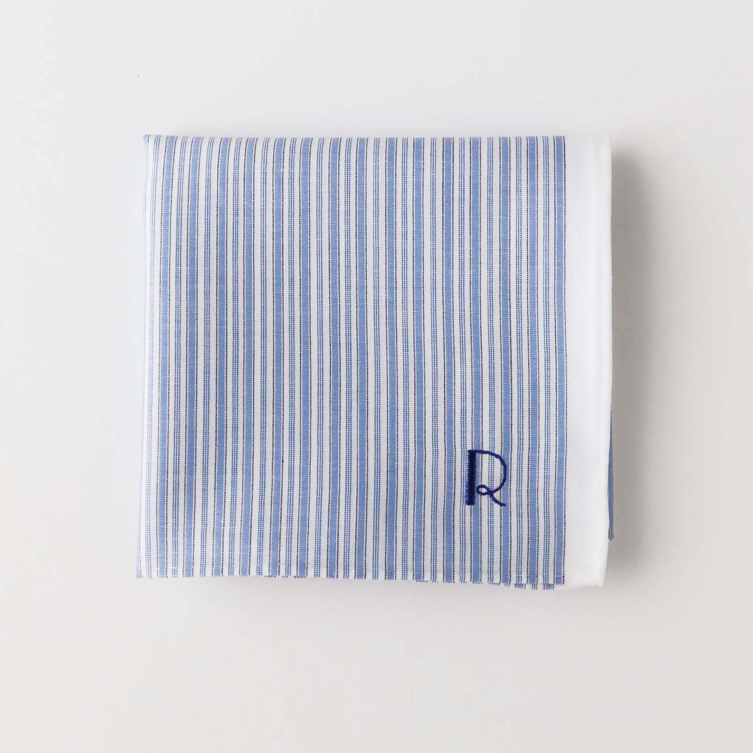 You can choose initial embroidery! blue shirts stripe c