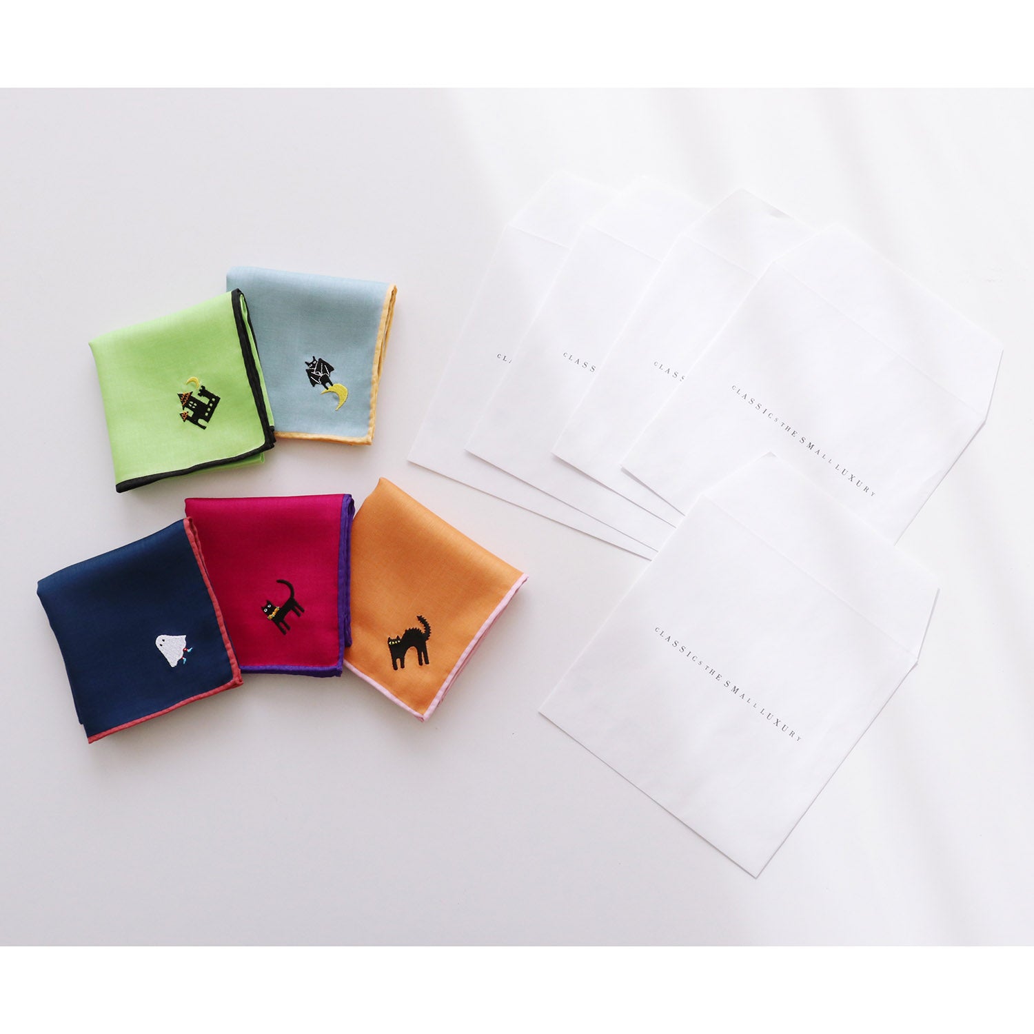 【10月限定】ハロウィン刺繍ハンカチ 5枚アソート Bセット