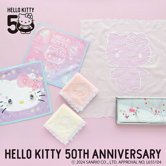 Hello Kitty50周年 マイクロファイバーハンカチPurple