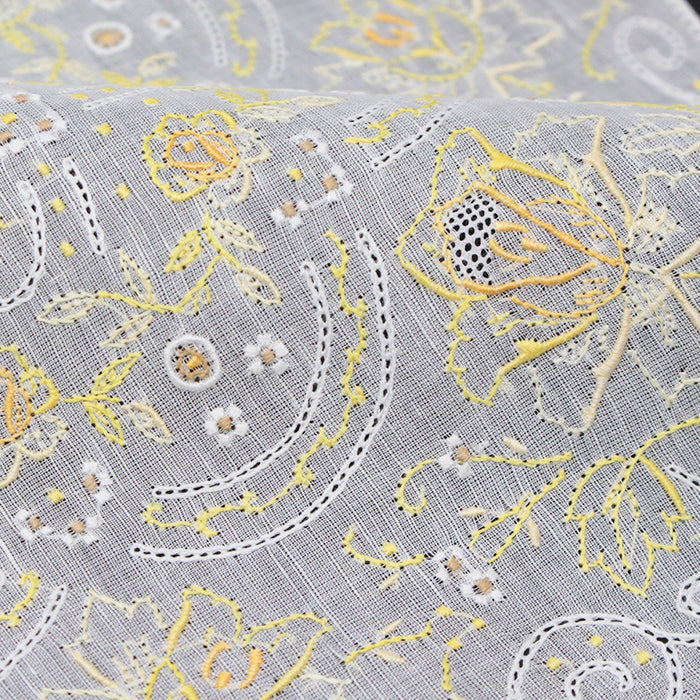 ー 汕頭手刺繍 ドロンワーク ハンカチーフ ー SWATOW 7000（イエロー）