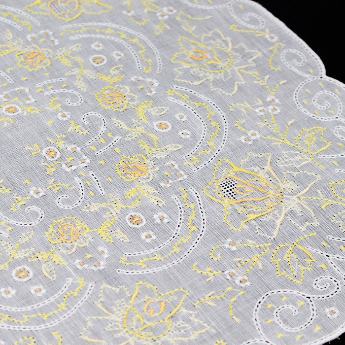 ー 汕頭手刺繍 ドロンワーク ハンカチーフ ー SWATOW 7000(イエロー)