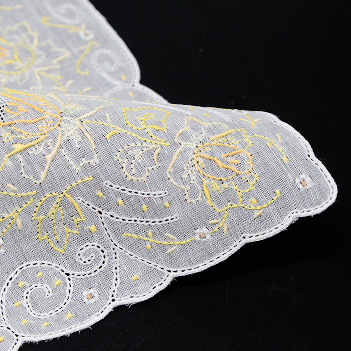 ー 汕頭手刺繍 ドロンワーク ハンカチーフ ー SWATOW 7000(イエロー)