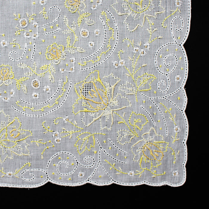 ー 汕頭手刺繍 ドロンワーク ハンカチーフ ー SWATOW 7000(イエロー)