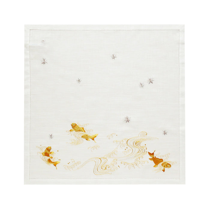 KAWARASHOEN Handkerchief -Vietnam Hand Embroidery Carp- [Japanese Pattern Series