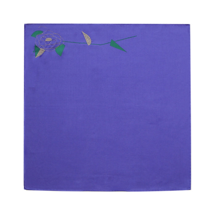 Rose embroidered handkerchief (blue)