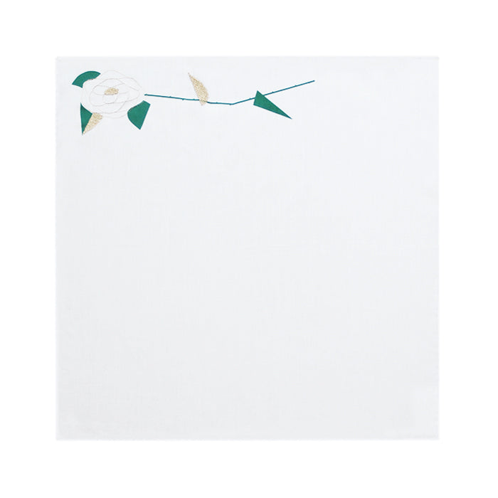 Handkerchief with rose embroidery (white)
