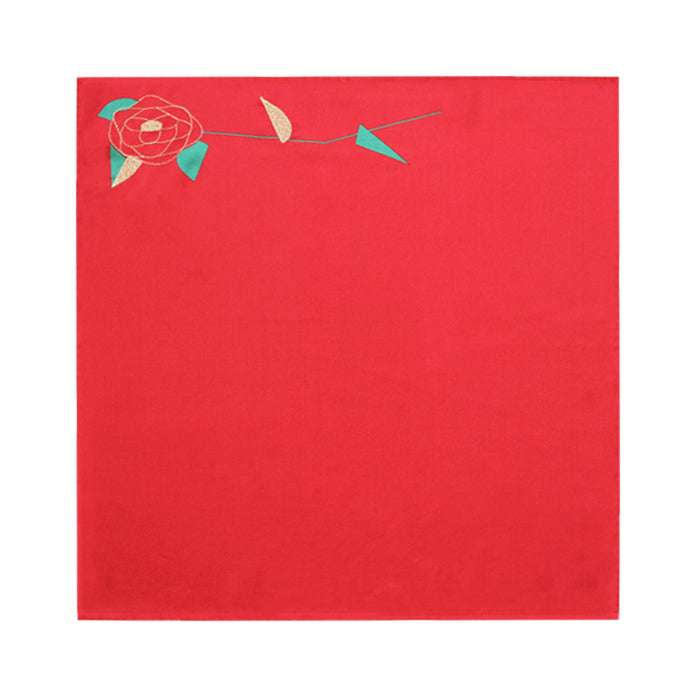 Rose embroidered handkerchief (red)