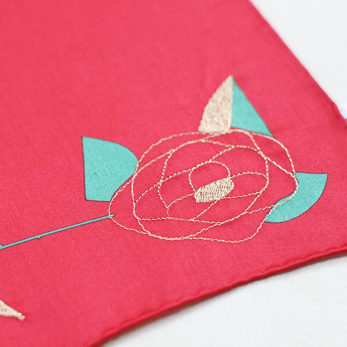 薔薇刺繍のハンカチ(レッド) - CLASSICS the Small Luxury