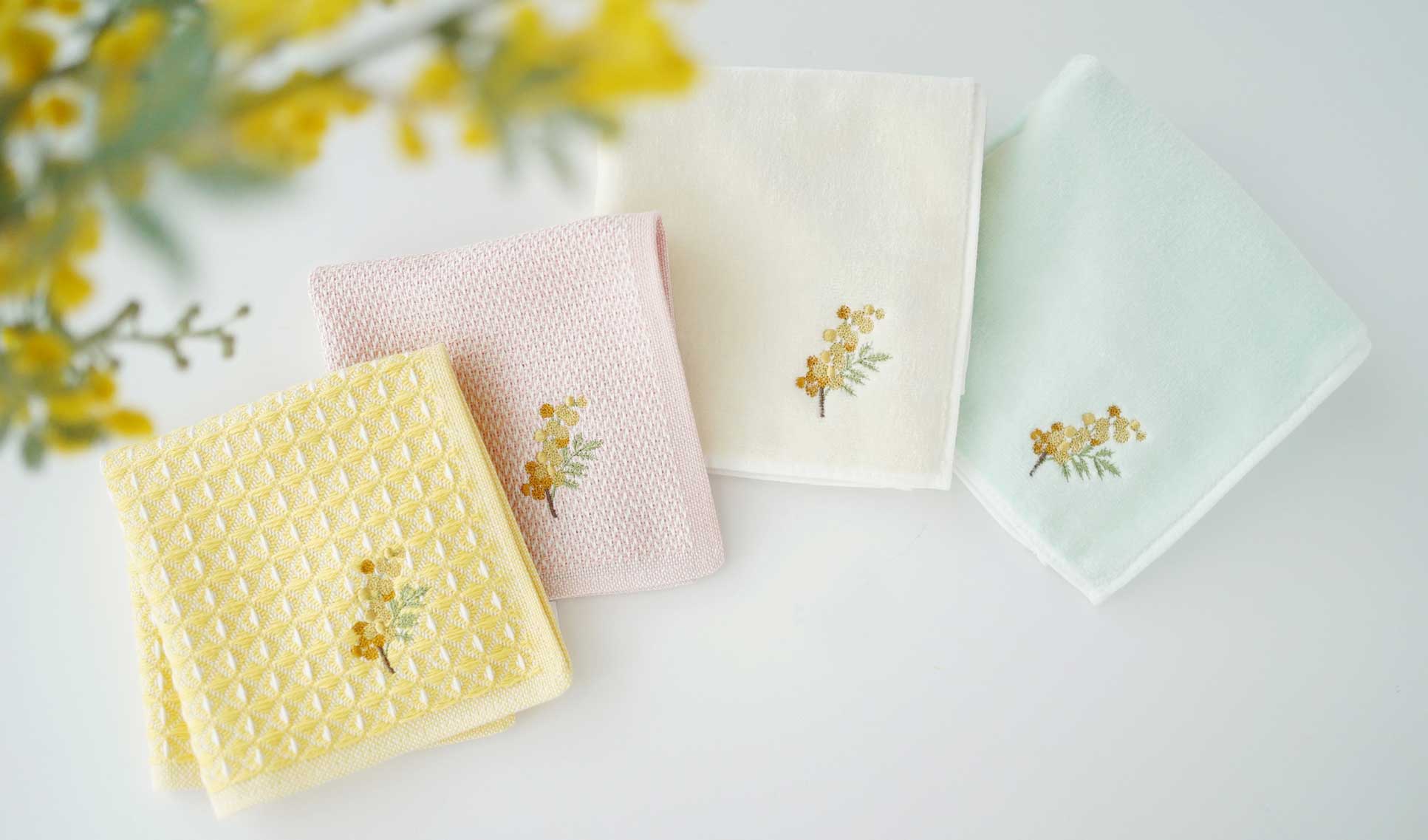 春限定】ミモザ刺繍入り SICカラータオル 期間限定発売