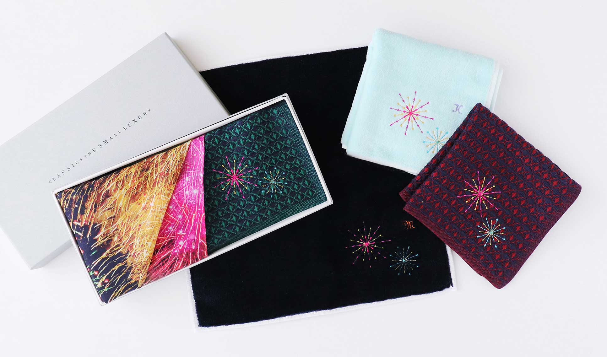夏限定「花火刺繍ハンカチ」受付開始