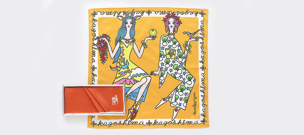 【アミュプラザ鹿児島店限定】ビジュアルアーティスト、ミックイタヤ氏が手がけた新作ハンカチーフと西郷さんの愛犬ツンの刺繍ハンカチーフを発売