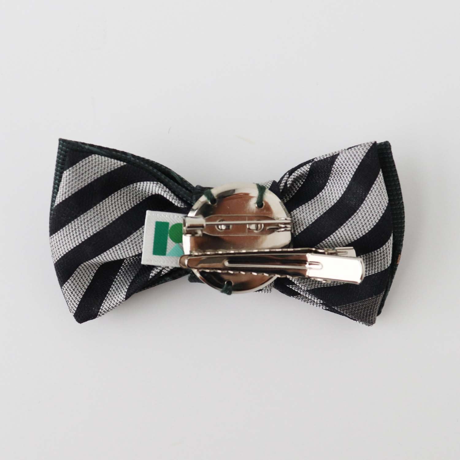 re-edit 蝶ネクタイ型クリップ ストライプ Black