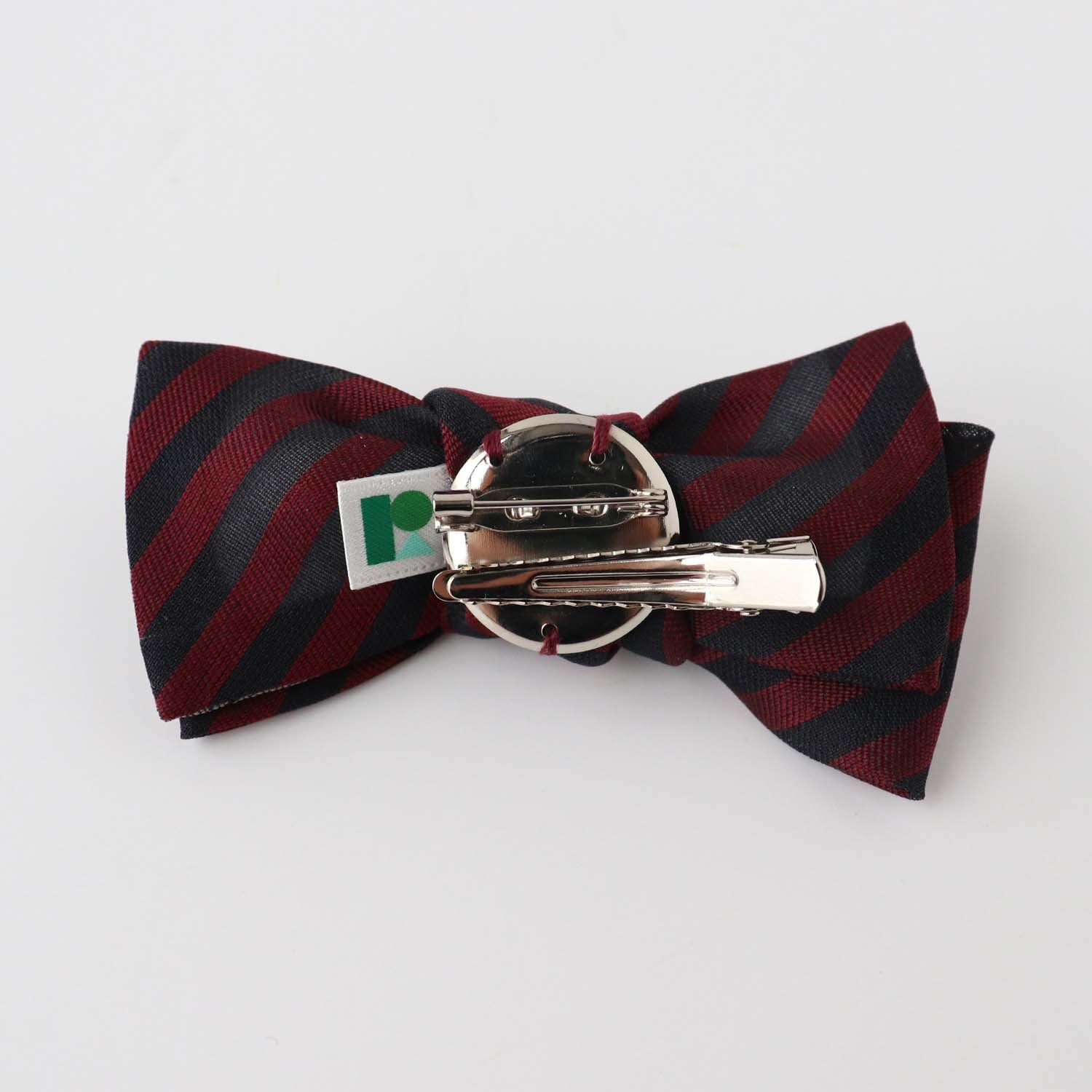 re-edit 蝶ネクタイ型クリップ ストライプ（ワイン）