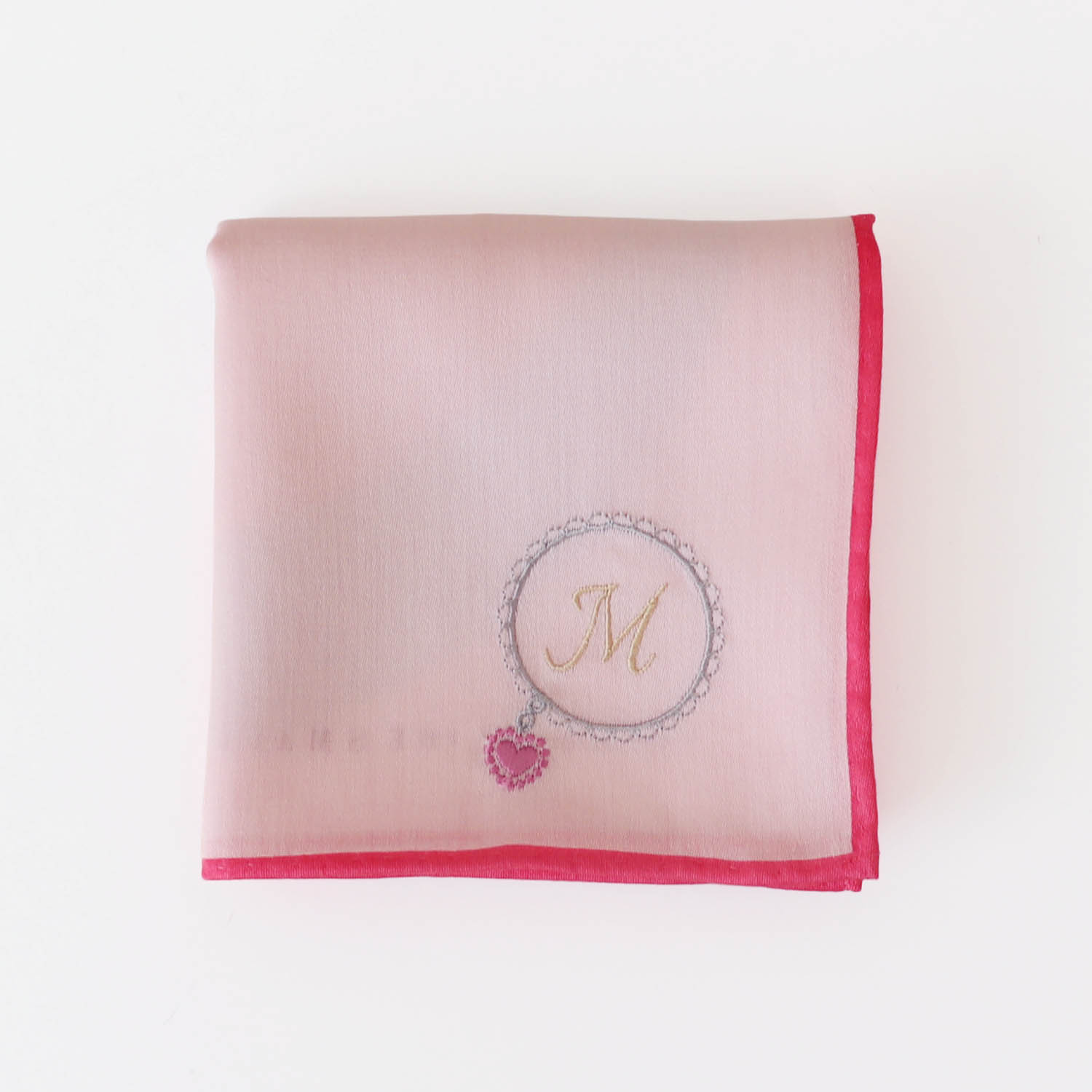 イニシャル刺繍が選べる！ グラデーションハート（ピンク）