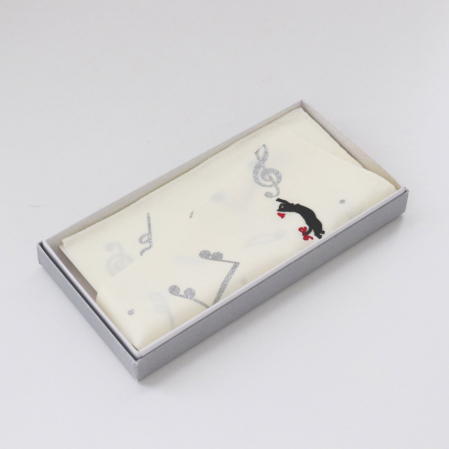 ハンカチ 黒猫-音楽【ホリデーシーズン】