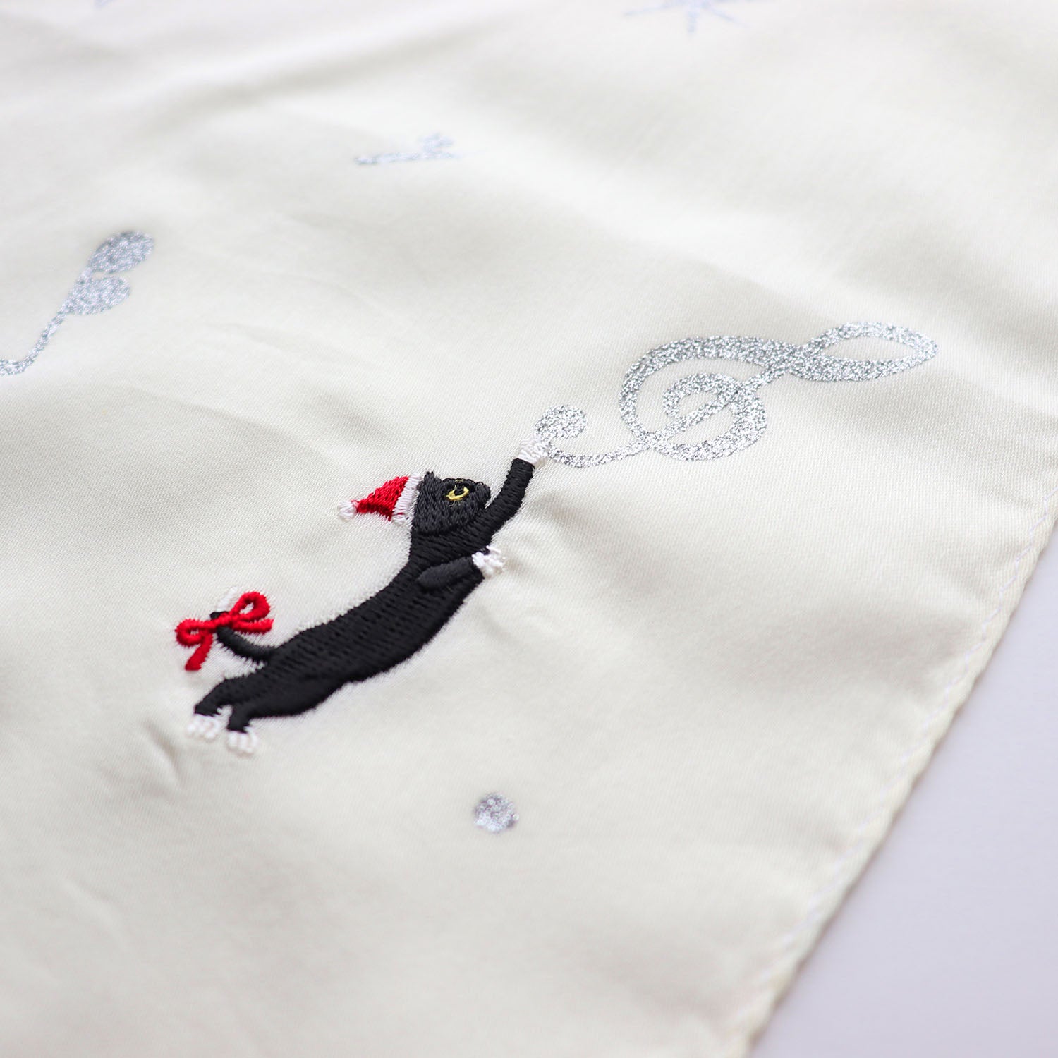 ハンカチ 黒猫-音楽【ホリデーシーズン】