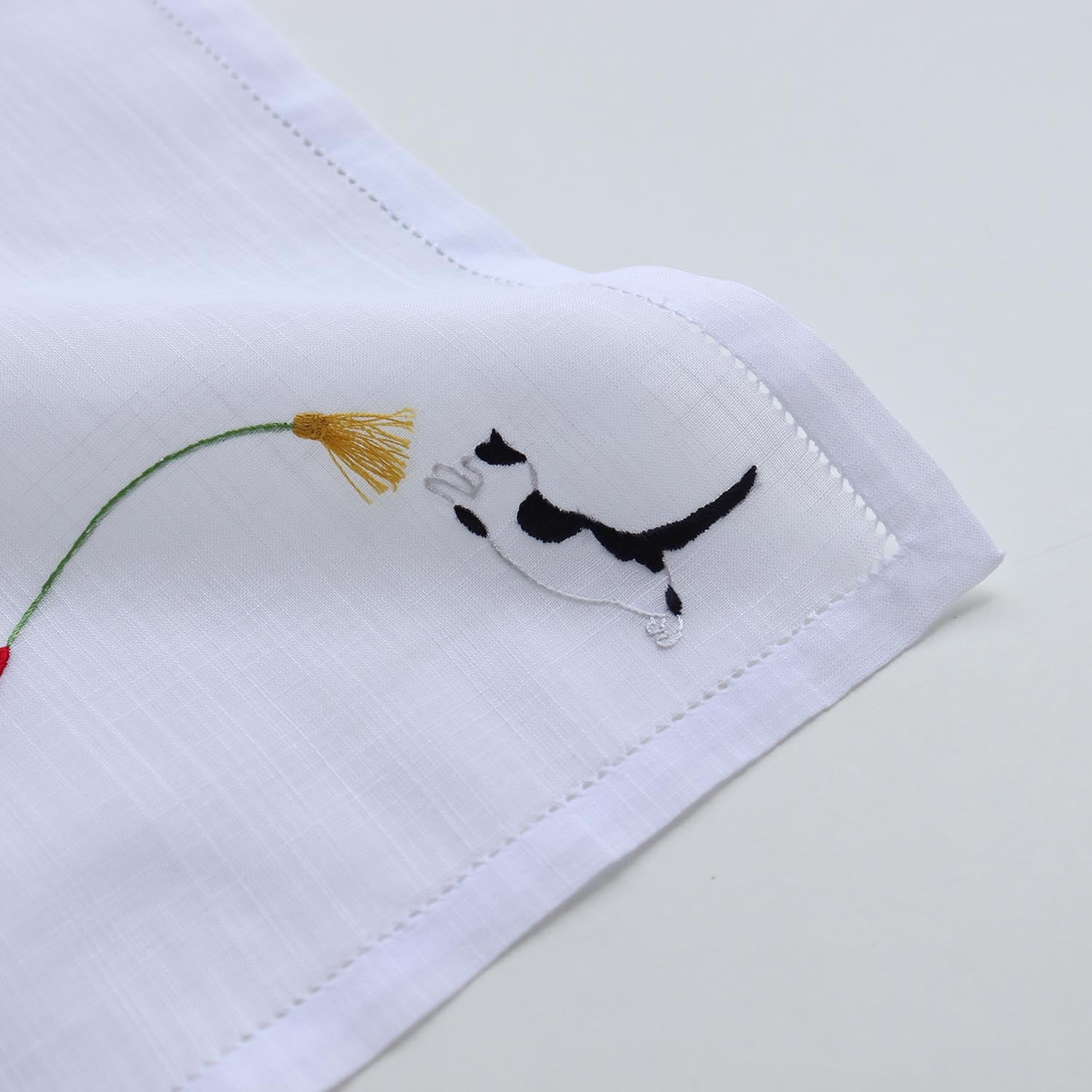 Vietnamese hand-embroidered handkerchief with catnip