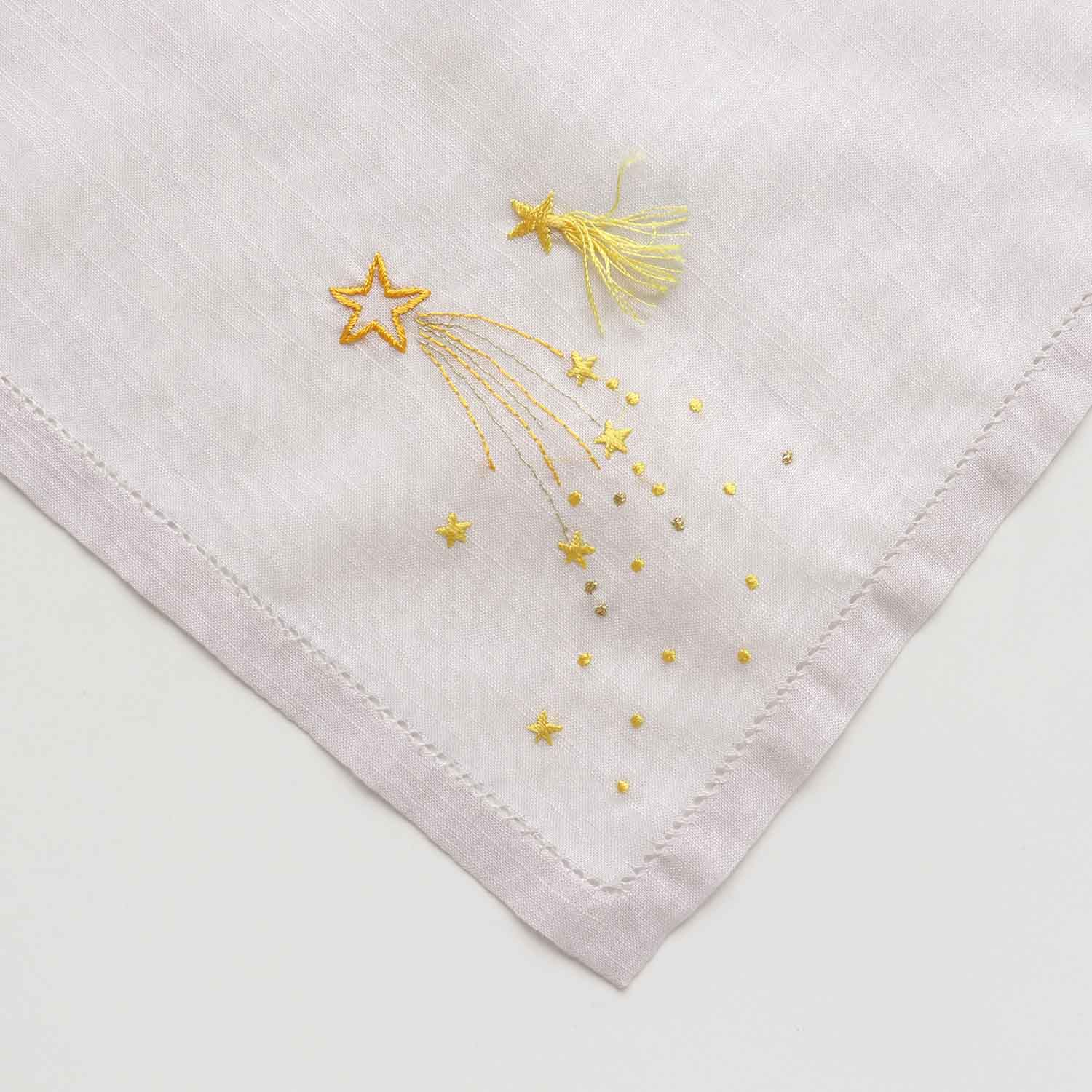 Vietnamese hand-embroidered handkerchief with shooting star