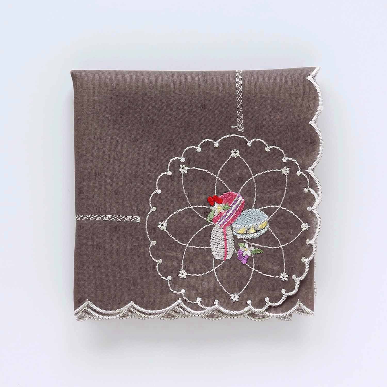 Sweets Embroidery Handkerchief - Macarons