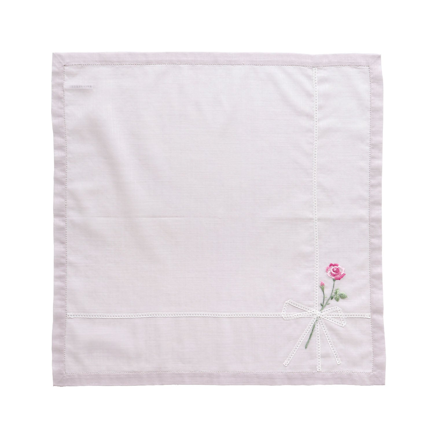 Vietnamese hand-embroidered handkerchief with rose ribbon