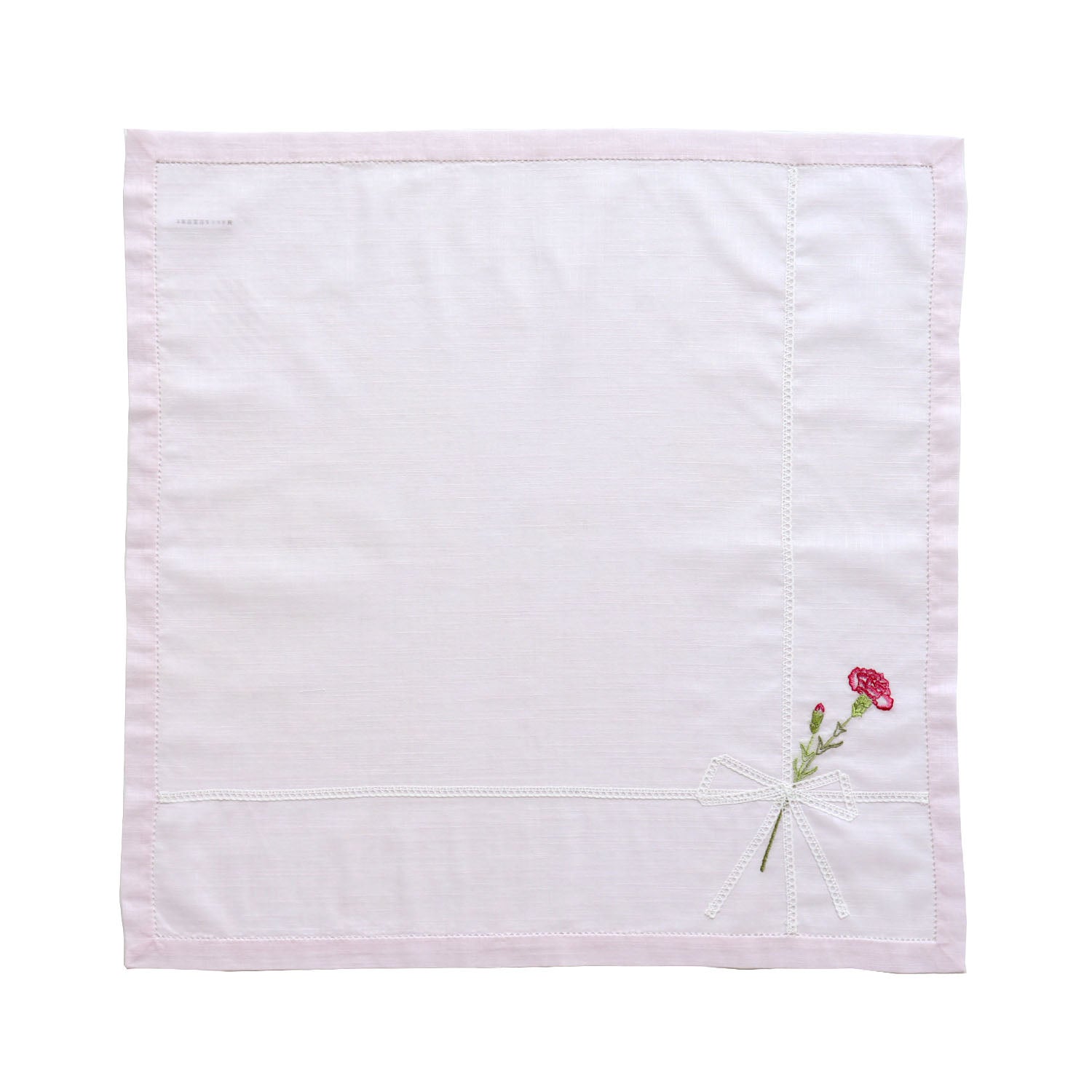 Vietnamese hand-embroidered handkerchief with carnation ribbon