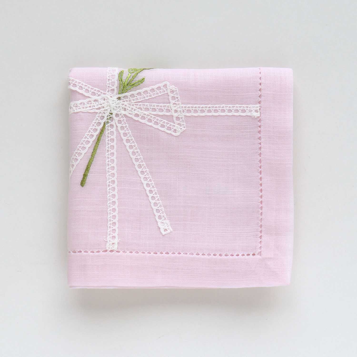 Vietnamese hand-embroidered handkerchief with carnation ribbon