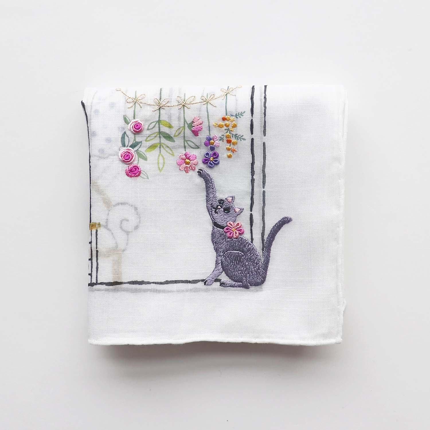 キャットハウス ベトナム手刺繍ハンカチ
