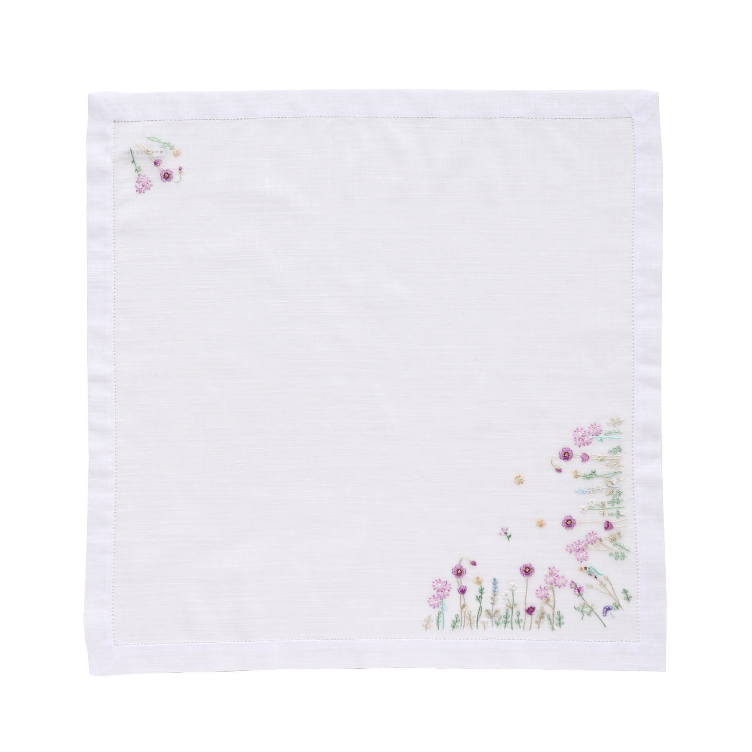 Vietnamese hand-embroidered handkerchief Jardin de Fleurs